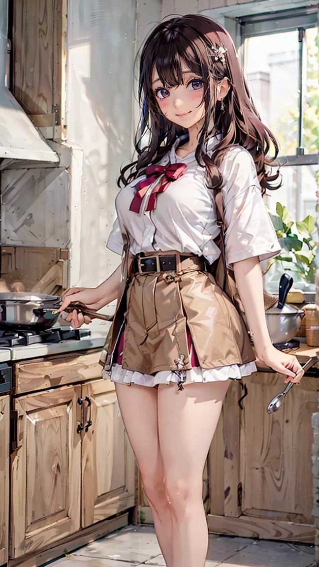 ((((highest quality)))), (((Ultra-precision CG 16K))), (((masterpiece))), (((Very detailed))), (((Extremely detailed))), (((Black outline:1.3, Written boundary depth:1.3 , Written soft outline))), Blur, Bokeh, Maximum clarity and sharpness,Multilayer Texture, Surface Shading, Cinematic lighting, Beautiful details sparkle ,Perfect Proportions, Limited to three woman, BREAK accurate, Anatomically correct, Highly detailed face and skin texture, drawn in detail, Highly detailed facial and skin texture, Detailed eyes, beautiful hair, Beautiful Japanese Idol face, Beautiful and beautiful eyes, Beautiful body, Beautiful breasts, Beautiful thighs, Beautiful legs, Beautiful fingers, (Beautiful views) , skinny body, ((Beautiful Skin)), ((Skin Texture)) BREAK breast enlarged, large Breasts, rocket breasts, slender waist, (blush, smiling:1.3,) BREAK (((oversized_shirt:1.3 , shirt untucked:1.3, no-skirt, no-belt:1.3))) , wearing earrings, BREAK (((cooking in the kitchen , pot-au-feu boiling , has a ladle in hand , stick breast out))),(serious, from side:1.3 , from below),