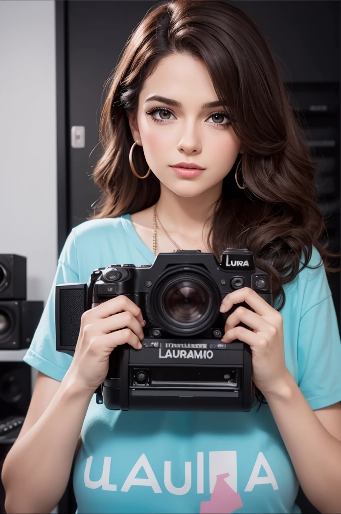Create a logo for a video editor/vidromaker com o nome "Laura" na logo
