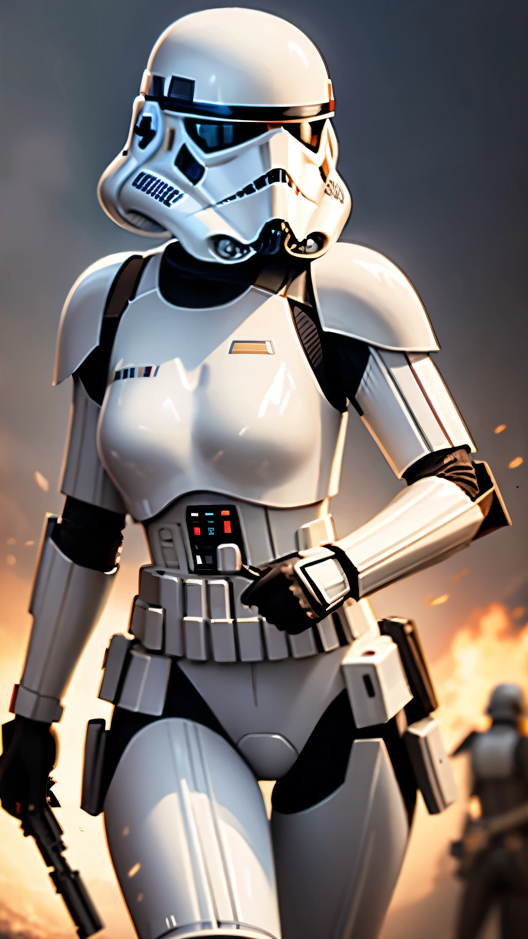 wearing shiny stormtrooper armor, a Star Wars imperial agent, wearing stormtrooper armor, imperial Star Wars style, storm trooper, stormtrooper, trooper, female stormtrooper, slender waist, medium breasts, wide hips, thigh gap, stormtroopers, Star Wars character