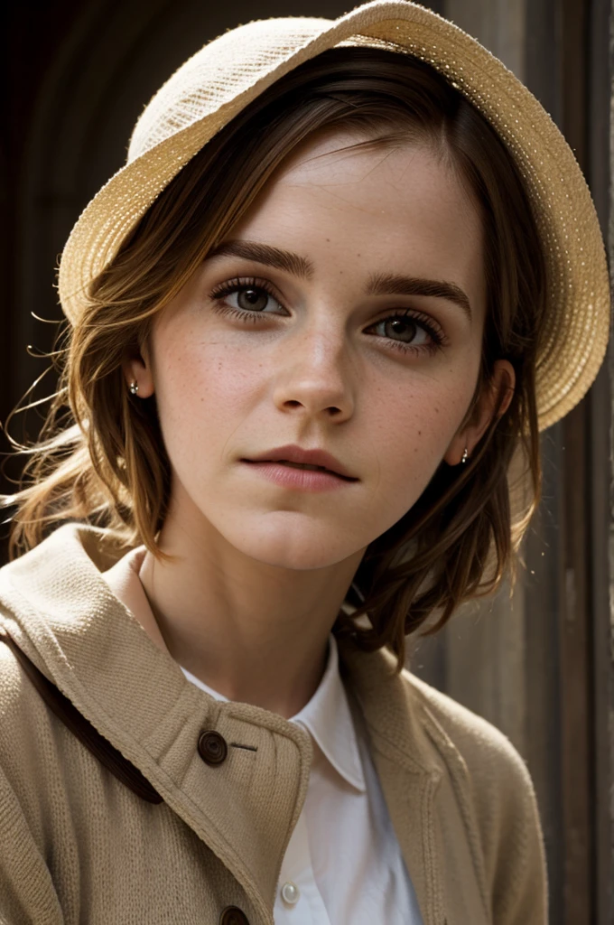 Primer plano, emma Watson, Photography from below 