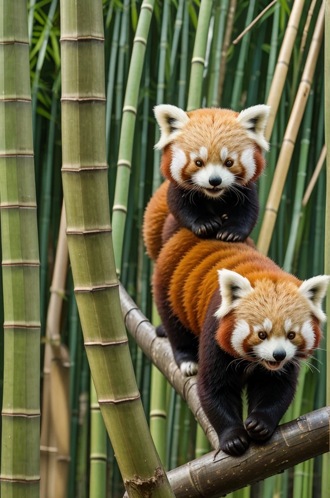Red panda with a bamboo-shaped pencil in his hand
