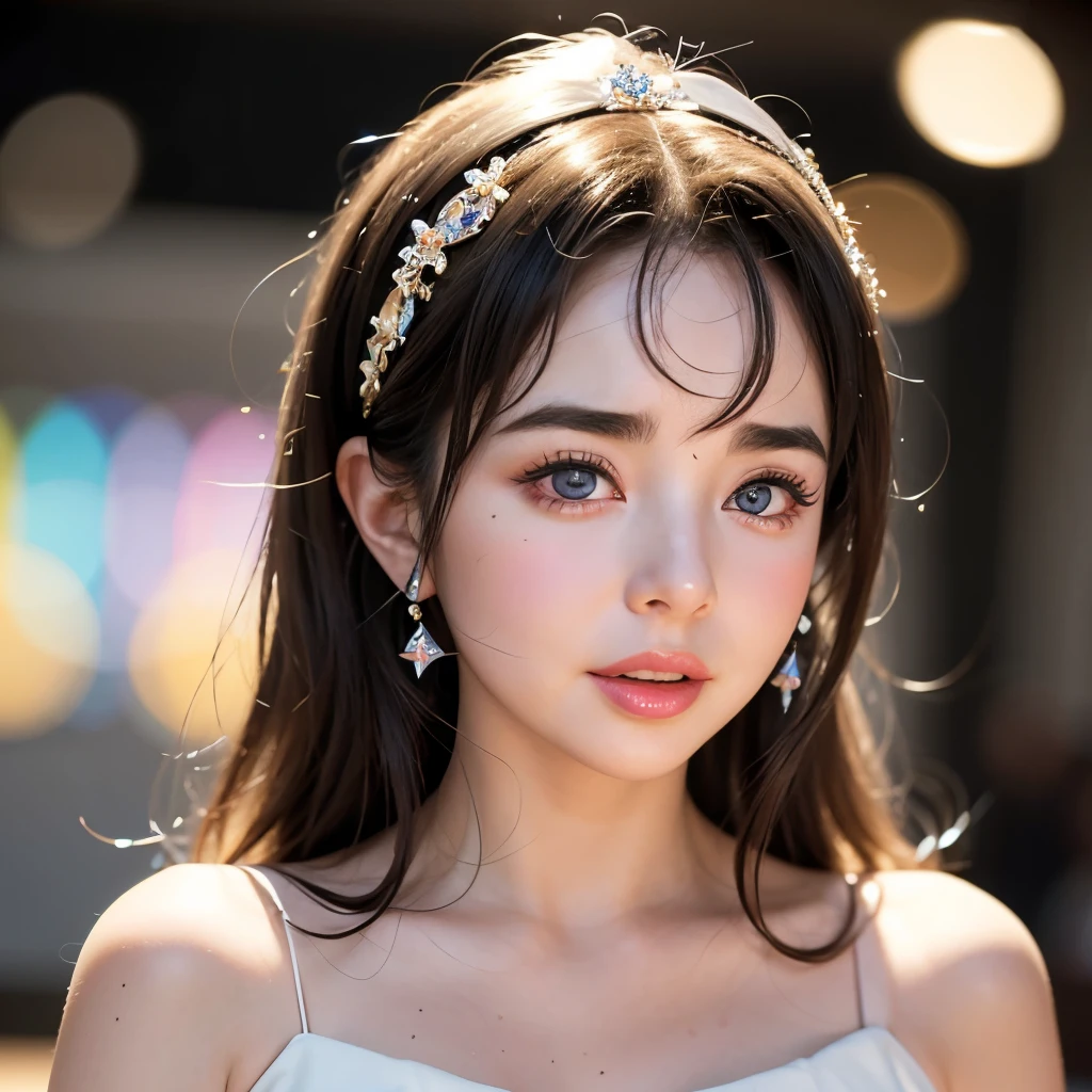 NSFW, 8k, High-level, absurd, masterpiece, best quality, primitive, very detailed CG, very detailed wallpaper, perfect lighting, Extremely detailed (((The personifying " Elizabeth Taylor " as a Girl))), MysticSight, Tyndall effect, Tyndall scattering, Studio gray background with (many Dazzling RainbowColor particles BokeH:1.28), (RoundlyButts, ThighGap), (Exposed:0.4), (Assfocus with looking ahead), BREAK (NOGIZAKA face variations) Extremely Detailed very KAWAII face variations, perfect anatomy, Childish, captivating gaze, elaborate detailed Eyes with (sparkling highlights:1.28), long eyelashes、Glossy RED Lips with beautiful details, Coquettish tongue, Rosy cheeks, Radiant PearlSkin with clear transparency . { (Dynamic LifeLike expressions:1.4) | :d) }, (large eyes:-1) .