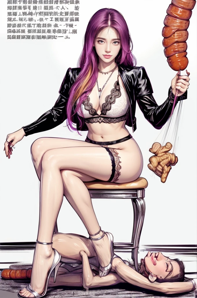 1 beautiful girl，lace top，leggings，sit astride a pile of skeletons，holding a sausage with juice squeezed out，smile.  cbt, sausage bondage,sausage insertion,Sexy, trampling sausage with foot, comic storyboard:2, femdom，sounding，cbt，hold，smile，colorful， thin gap，cameltoe，insertion，trembling，juice，spray， Long hair, Shiny , saliva ,sex toy,slave, captive male, Mucus，anatomical correct:2，(masterpiece, best quality:1.2)