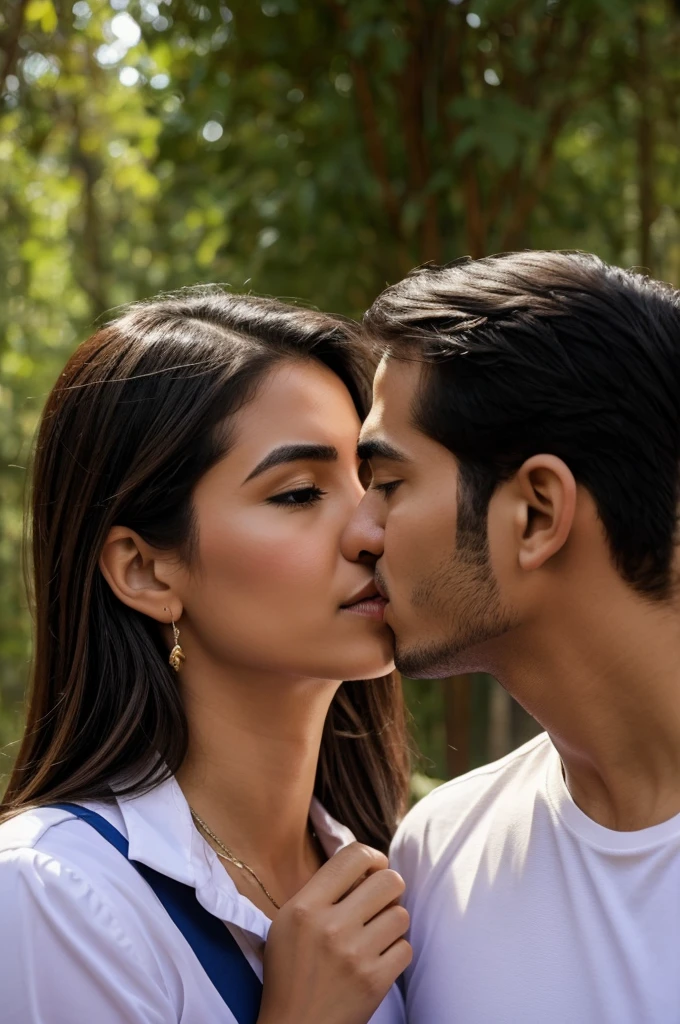 Genera una foto animada de un beso que embaraza
