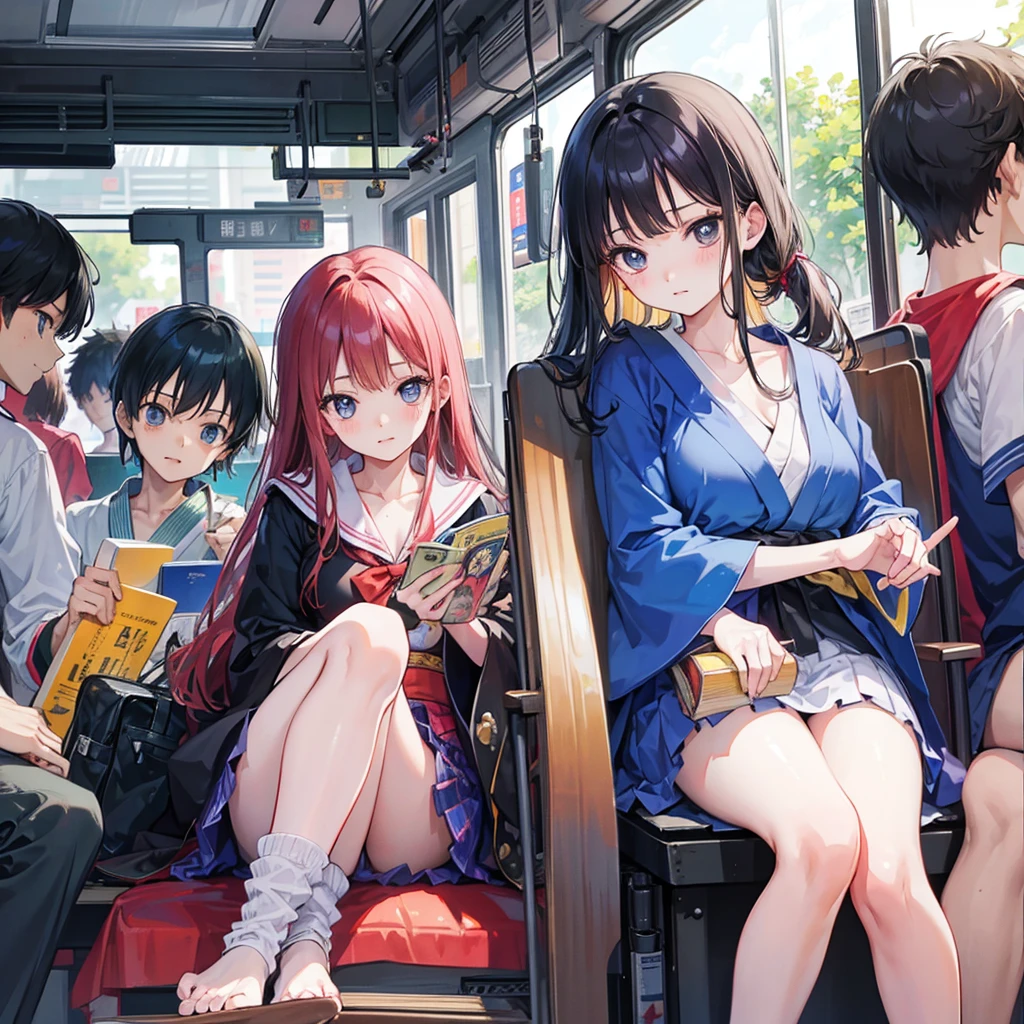 high resolution、university 、one piece、Japanese、On the bus、One girl