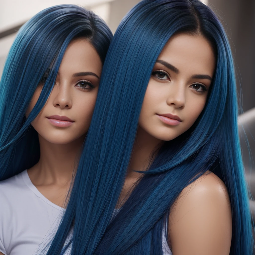 Mujer con cabello azul turquesa