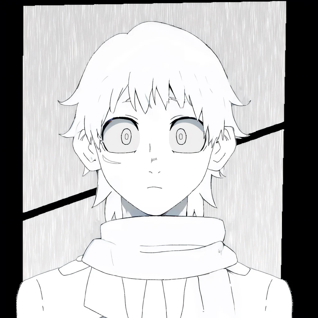 My Hero Academia style, light black hair, purple scarf