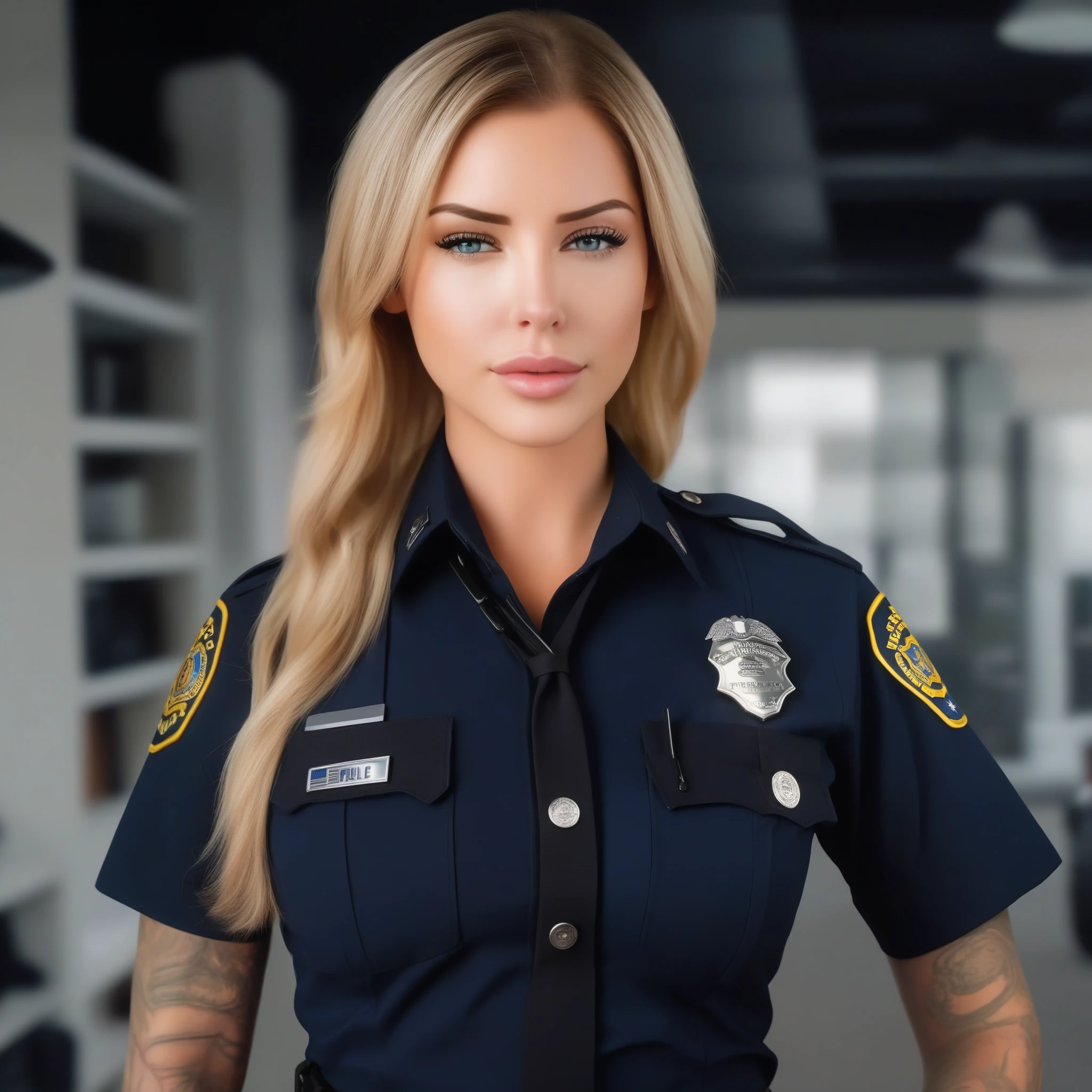 (masterpiece, best quality:1.2), 1girl, Laurence bedard in a police uniform holding a cell phone, wearing a police uniform, police officer, police lights shine on her face, brave police j decker face, officer, bodycam, police uniform, full body camera shot, in black uniform, bodycam footage, sparkling-eyes, perfect-eyes, full-lips, perfect-lips, stunningly-beautiful, high-saturation, 35mm-raw-photo, dynamic-composition, intense-expressions, police officer hit, (brave police j decker), cop, police