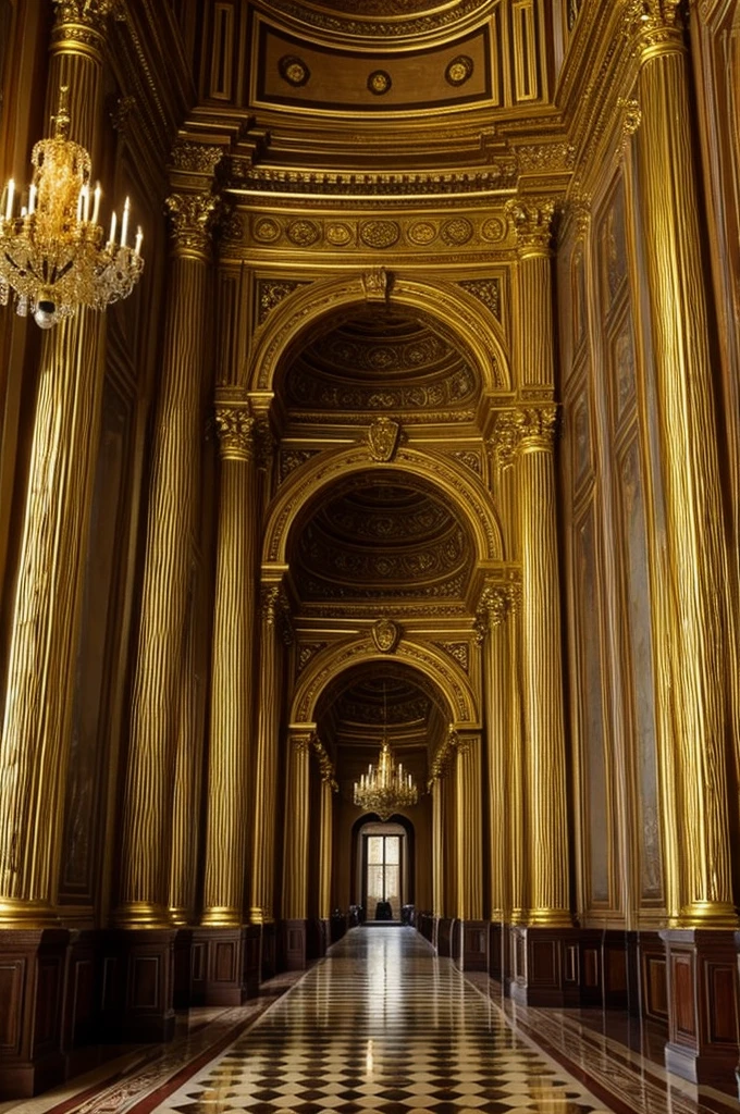 Palacio gigante y dorado al estilo griego
