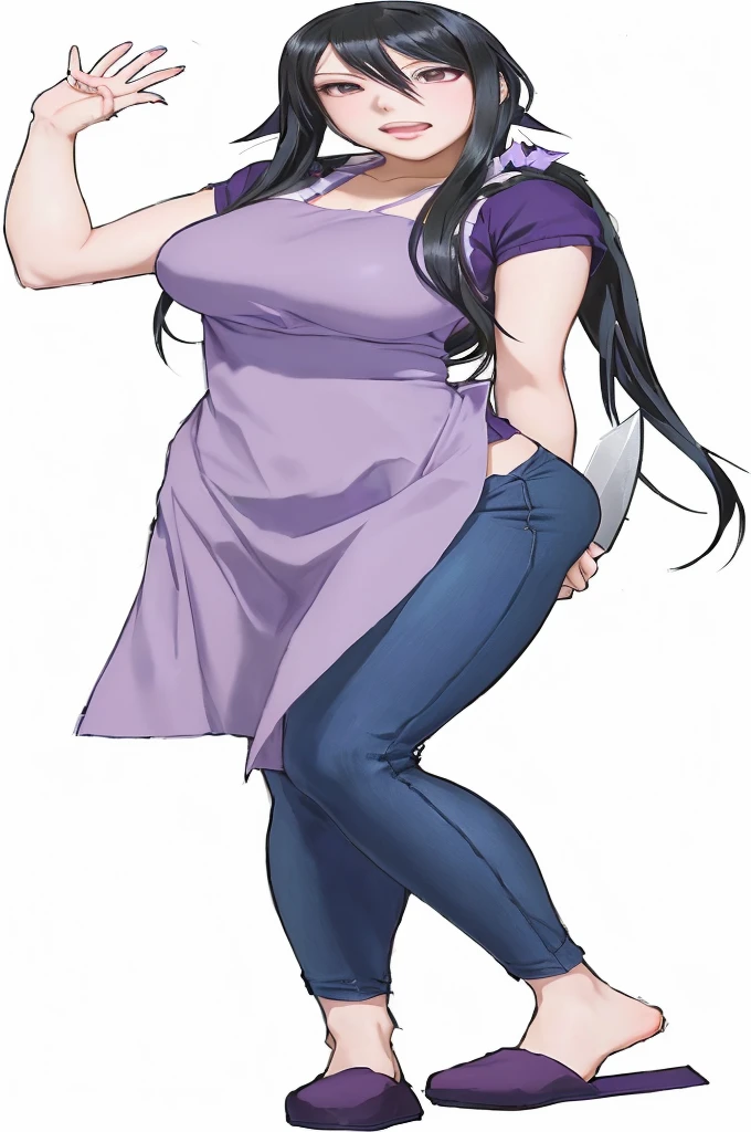 anime girl with long black hair and purple dress holding a knife, hinata hyuga, nico robin, maya fey from ace attorney, tifa lockhart, !!full body portrait!!, tifa lockheart, tifa lockhart portrait, fullbody portrait, portrait of tifa lockhart, full body xianxia, render of april, misato katsuragi