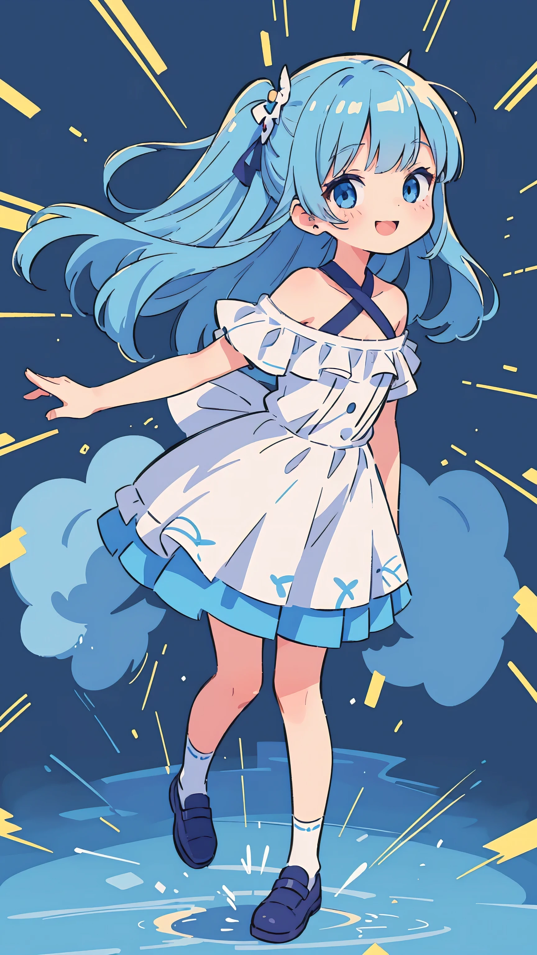  girl, , Change,(Incredibly ridiculous absolute solution: 1.5), best quality, masterpiece, Ultra-high resolution, 8K, (skirt,Small leather shoes), shojo Comic style, , soft line art, Digital enhancement, girl comic style, Girls comics core, (Shoulder-length hair)))), soft drawing, Beautiful blue hair, Clear eyes, ((Smile, blink)), Ultra-detailed digital animation art, The face is clearly depicted, Super detailed girl comic character art, Clear facial features, Comic style, Top quality colors, You can see the angle of the feet, twist, Pretty and beautiful: 1.5, high quality:1.3（Comic book background）