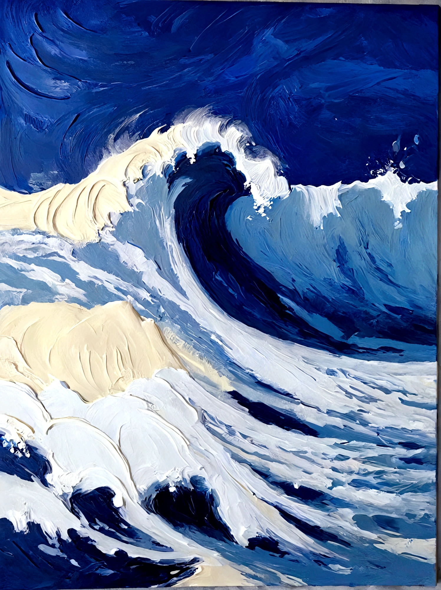 Big Wave,Huge waves,Sea waves,real,bright,Blue Background,vanilla,cream,whiskey,emotion,emotion,Thick textured paint,
