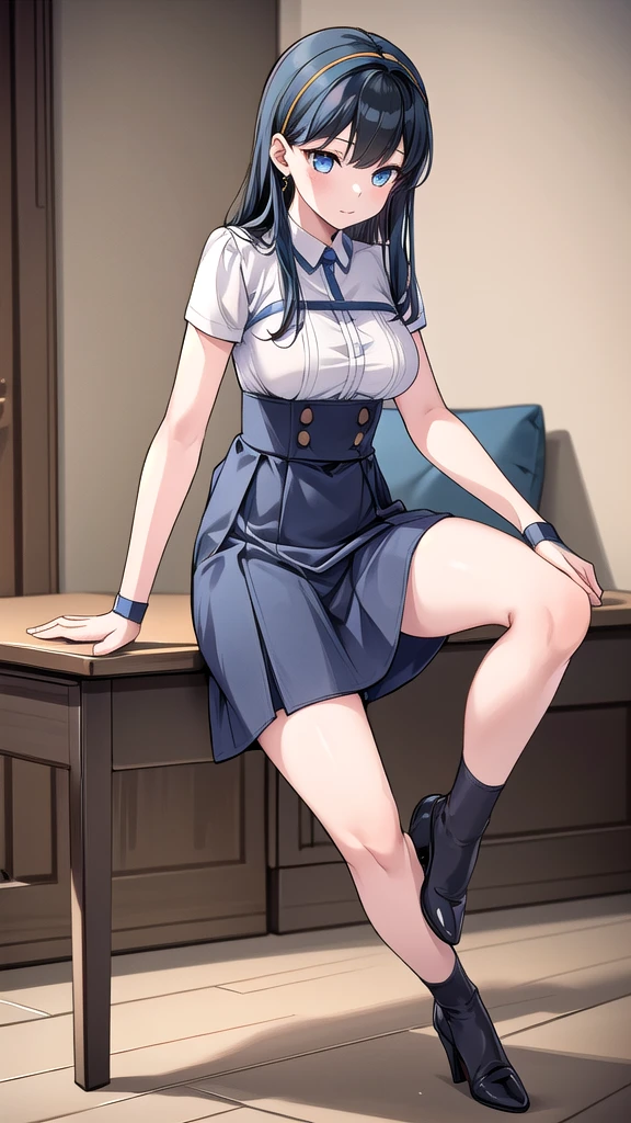 High detail, high quality, masterpiece, (small breasts)), impatient pet pose, school classroom, legs spread