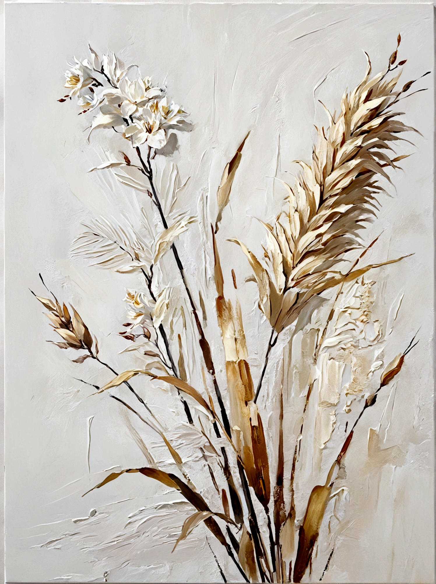 金色的reed,reed,vanilla,bright,White background,real,emotion,Thick textured paint,