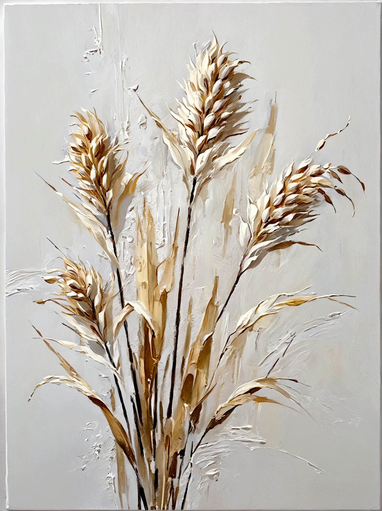 金色的reed，reed，vanilla，bright，White background，real，emotion，Thick textured paint, 