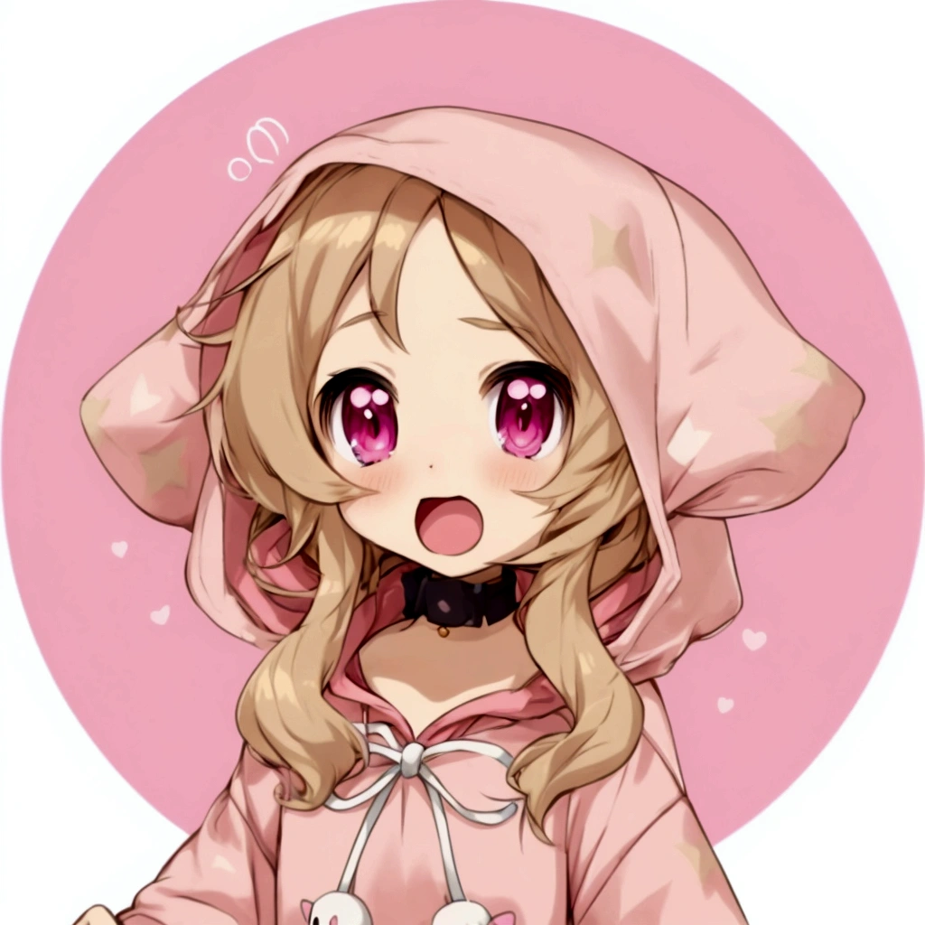 Cartoon girl in a pink hoodie and a pink hoodie,, pretty girl, Little Lolita Girl, Cute anime style, Cute anime cat girl, pretty girlのアニメビジュアル, Lori, Cute anime face, Cute Anime Girl, Cute anime manga style, shirabii, extremely Cute Anime Girl face、