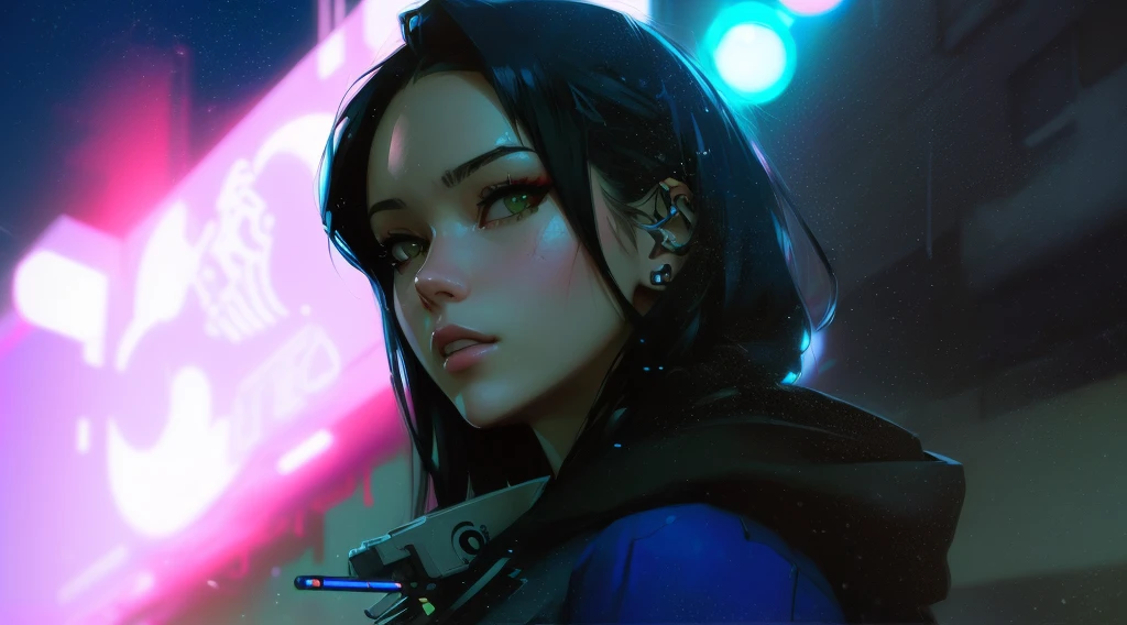 anime girl with cigarette in hand and neon lights in the background, obras de arte no estilo de guweiz, digital art Ilya Kuvshinov, Ilya Kuvshinov. 4k, Retrato de Lofi, estilo de arte cyberpunk, arte digital de anime cyberpunk, inspirado em Liam Wong, o retrato da garota cyberpunk, Ilya Kuvshinov style, estilo de arte lofi