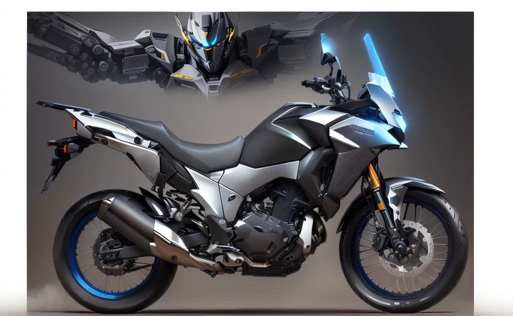 Novel design，Circumventing Patents，With mecha style， motorcycle, steel gray body