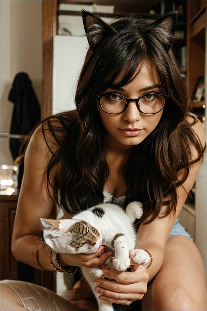 Cat using glasses