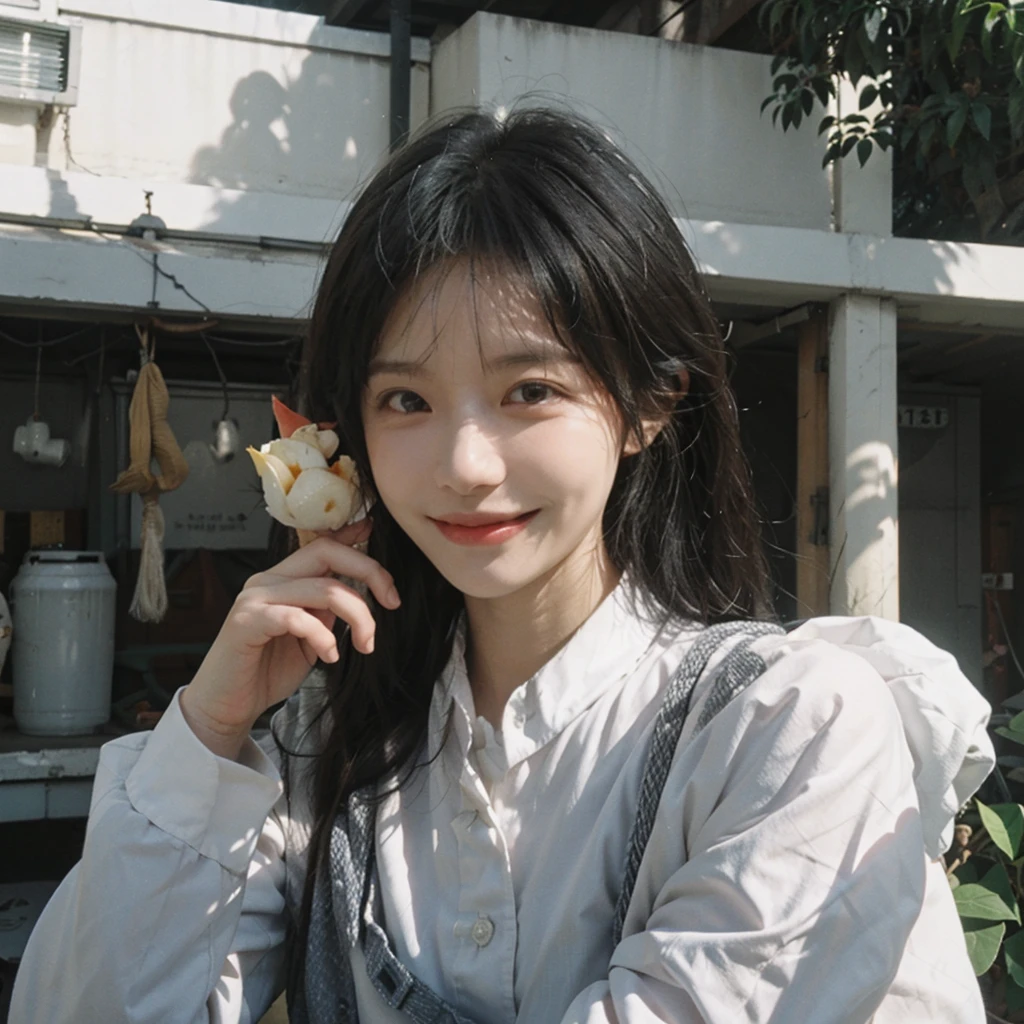 eat at home, The sun shines on the face, Smile,a beautiful girl