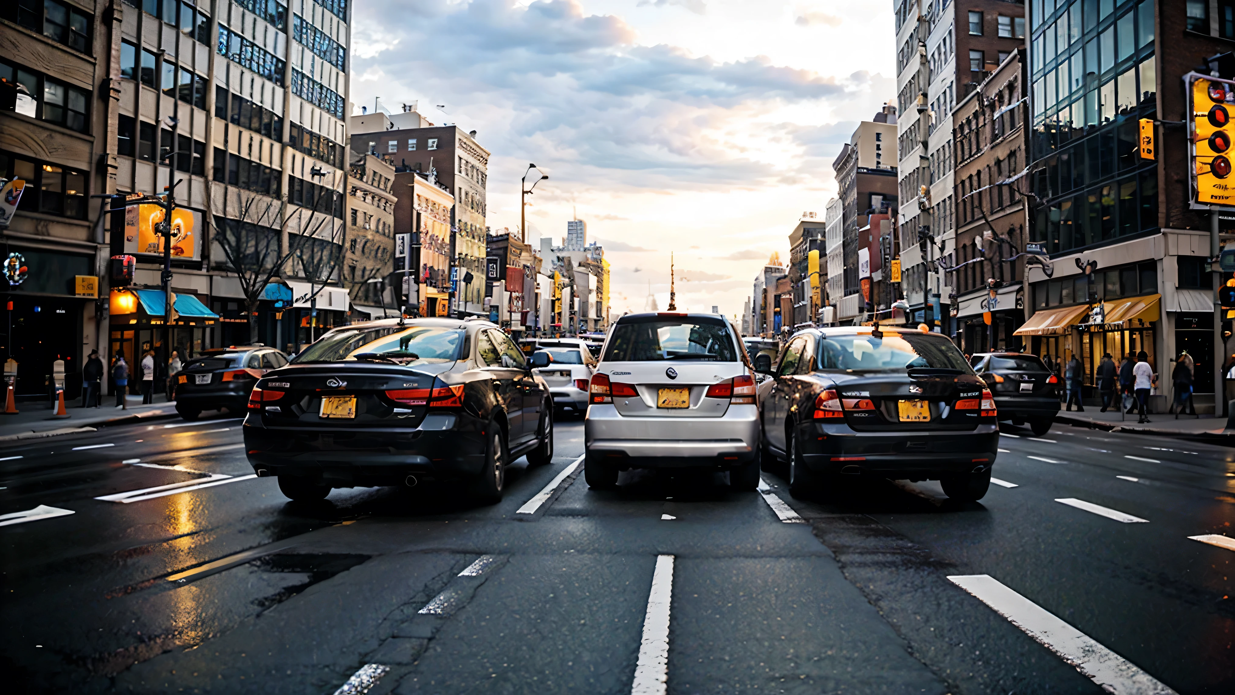 Heavy traffic, estrada de asfalto, rua, Cidade de Nova York