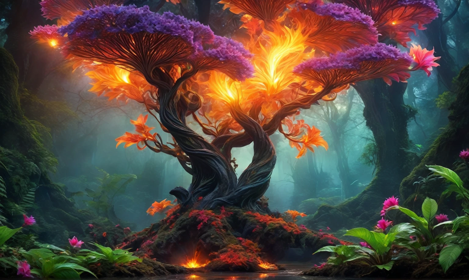 (best quality,4k,highres,masterpiece:1.2),ultra-detailed,realistic,portrait,alien,fire magic plant,unbelievable eyes,fantasy creature,glowing colors,luminous plant,extraterrestrial,flame-like leaves,surreal landscape,eerie atmosphere,otherworldly beauty,ethereal glow,unique species,magical powers,mysterious entity,dreamlike scene,fantastic species,enchanted forest,unearthly presence,mesmerizing gaze,unconventional appearance,radiant energy,powerful aura,magical essence,cosmic being,other-dimensional,mythical plant,unexplained phenomenon,colorful blooms,unleashing power,darkness and light,hidden secrets,unveiling mysteries,secrets of the universe,living masterpiece,manifestation of magic.