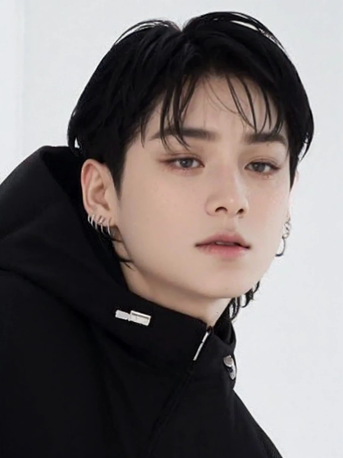 Afraed image of a young man with a black jacket, jung jaehyun, hyung tae, taejune kim, jimin, sakimichan, park jimin, kim doyoung, cai xukun, sun yunjoo, jungkook, yan, shin jeongho, ji-min, official photo, magazine photo, kousuke oono, bts jungkook, bts, jeon jungkook, kpop boy, korean face jungkook bts jungkook, korean male face