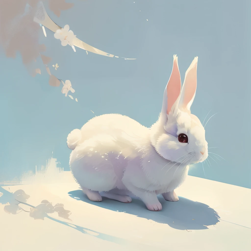 a close up of a painting of a rabbit on a white surface, by Ohara Koson, by Koson Ohara, by Wu Shixian, by Takeuchi Seihō, by Kaigetsudō Ando, by Yang Buzhi, tyrus wong, by Ogata Kenzan, By Goyo Hashiguchi
