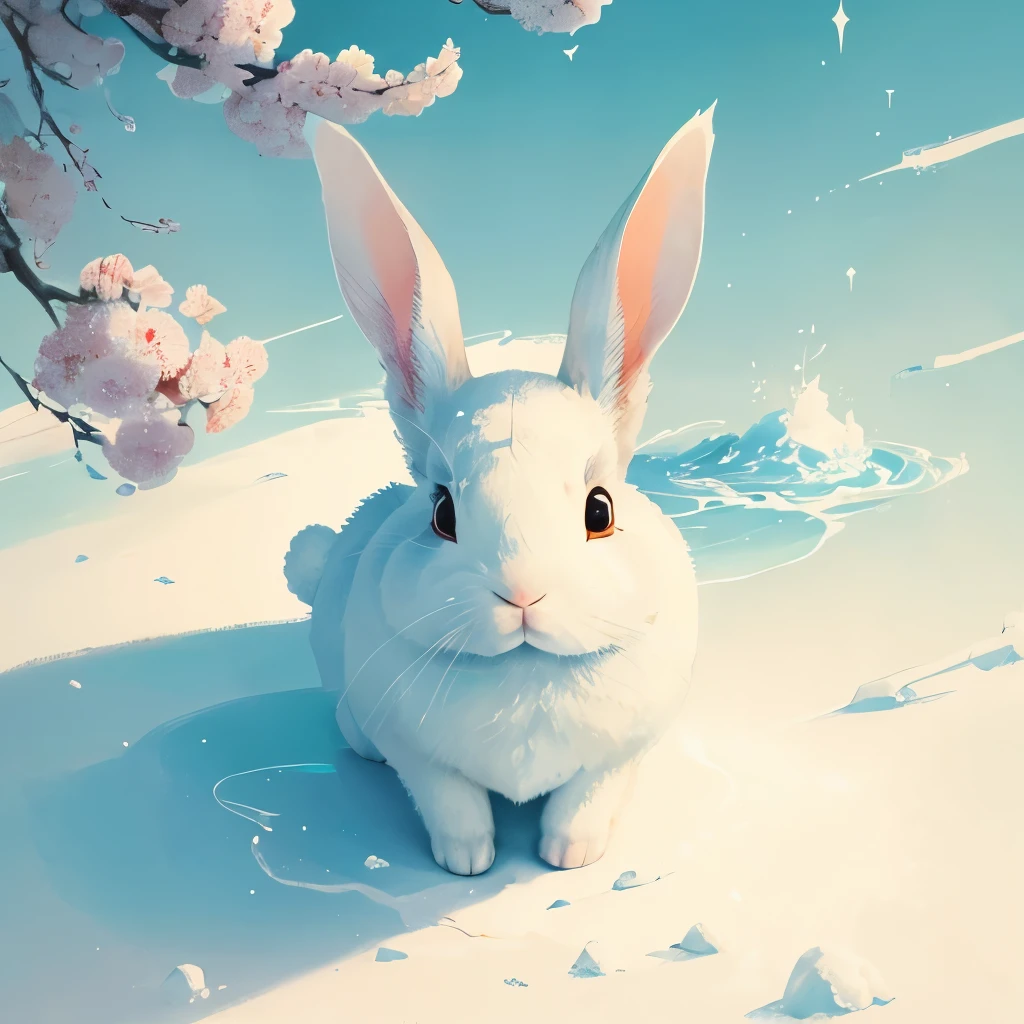 a close up of a painting of a rabbit on a white surface, by Ohara Koson, by Koson Ohara, by Wu Shixian, by Takeuchi Seihō, by Kaigetsudō Ando, by Yang Buzhi, tyrus wong, by Ogata Kenzan, By Goyo Hashiguchi