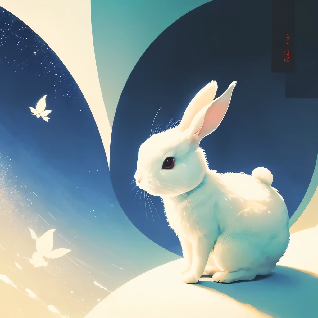 a close up of a painting of a rabbit on a white surface, by Ohara Koson, by Koson Ohara, by Wu Shixian, by Takeuchi Seihō, by Kaigetsudō Ando, by Yang Buzhi, tyrus wong, by Ogata Kenzan, By Goyo Hashiguchi