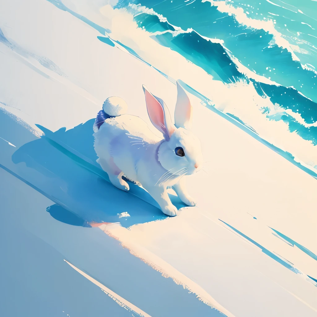 a close up of a painting of a rabbit on a white surface, by Ohara Koson, by Koson Ohara, by Wu Shixian, by Takeuchi Seihō, by Kaigetsudō Ando, by Yang Buzhi, tyrus wong, by Ogata Kenzan, By Goyo Hashiguchi