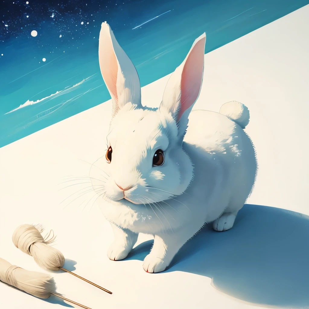 a close up of a painting of a rabbit on a white surface, by Ohara Koson, by Koson Ohara, by Wu Shixian, by Takeuchi Seihō, by Kaigetsudō Ando, by Yang Buzhi, tyrus wong, by Ogata Kenzan, By Goyo Hashiguchi