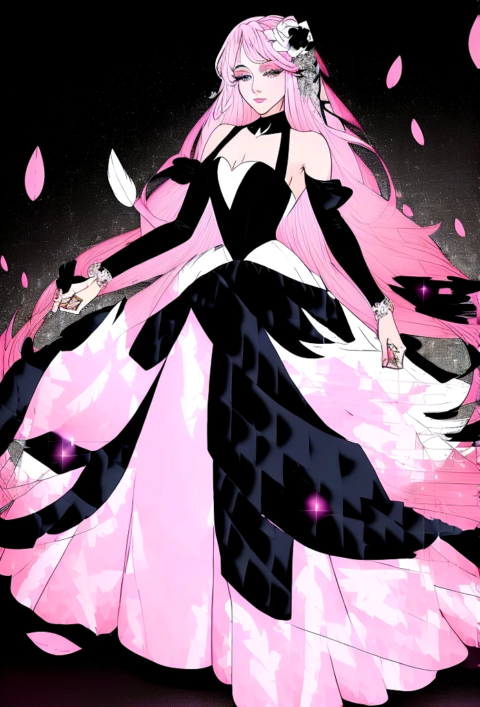 Arafed, a picture of a female angel in high society prom event, divine beautiful female angel, red hair, long hair, flowing hair, the hair glows in a soft light, cerulean eyes, deep light eyes, divine feminine  face, (spread white feather wings: 1.2), she wears a ((pink and black evening dress: 1.5)), elegant, intricate detailed dress, silk dress, small cleavage, some crystals on the dress,  she wears elegant knee high heeled boots, exquisite knee high heeled boots, she stands on the porch of a fantasy castle, dynamic angle, soft torch light, (Masterpiece: 1.5), 16k, highres, best quality, high details, ultra detailed, masterpiece, best quality, (extremely detailed), AngelStyle, GlowingRunesAI_paleblue, angel_wings, Angel
