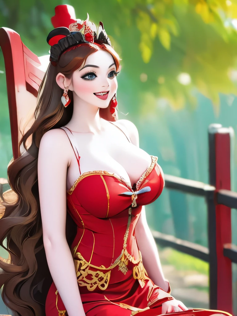 a close up of a woman in a red dress with a hat, beautiful render of tang dynasty, ancient chinese princess, kazakh empress, a young woman as genghis khan, ((a beautiful fantasy empress)), chinese empress, chinese princess, ancient chinese beauties, inspired by Tang Di, tang dynasty, inspired by Li Di, a beautiful fantasy empress