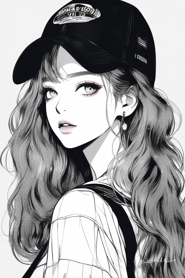 (best quality, sketch:1.2), epic realistic,illustrator,anime,1 girl, detailed lips,custom, (background dark monochrome),textured cropping, hdr, details, masterpiece, style retro classic, rainbow colour gradient, art, (kare cascade hair (black:1.75) [neon:1.32])