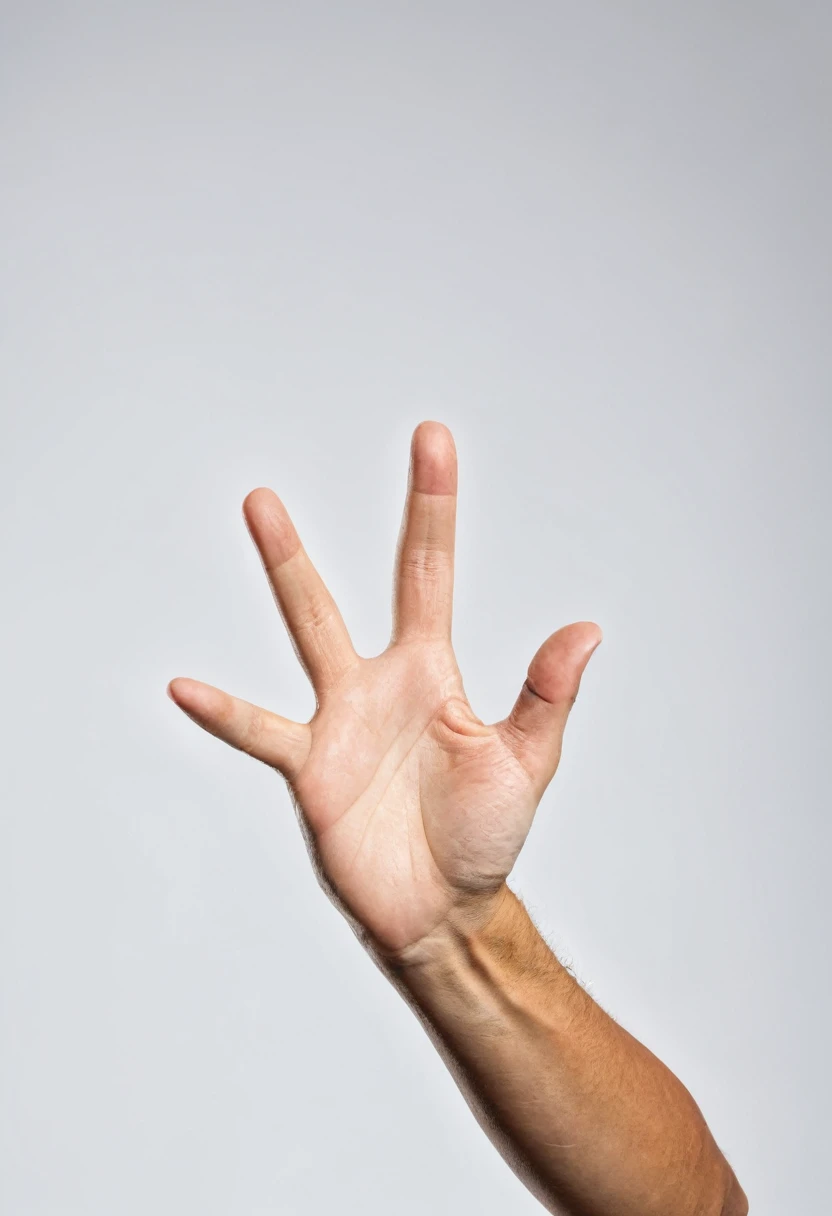 closeup photo of a hand, surfing handsign, isolated on white background