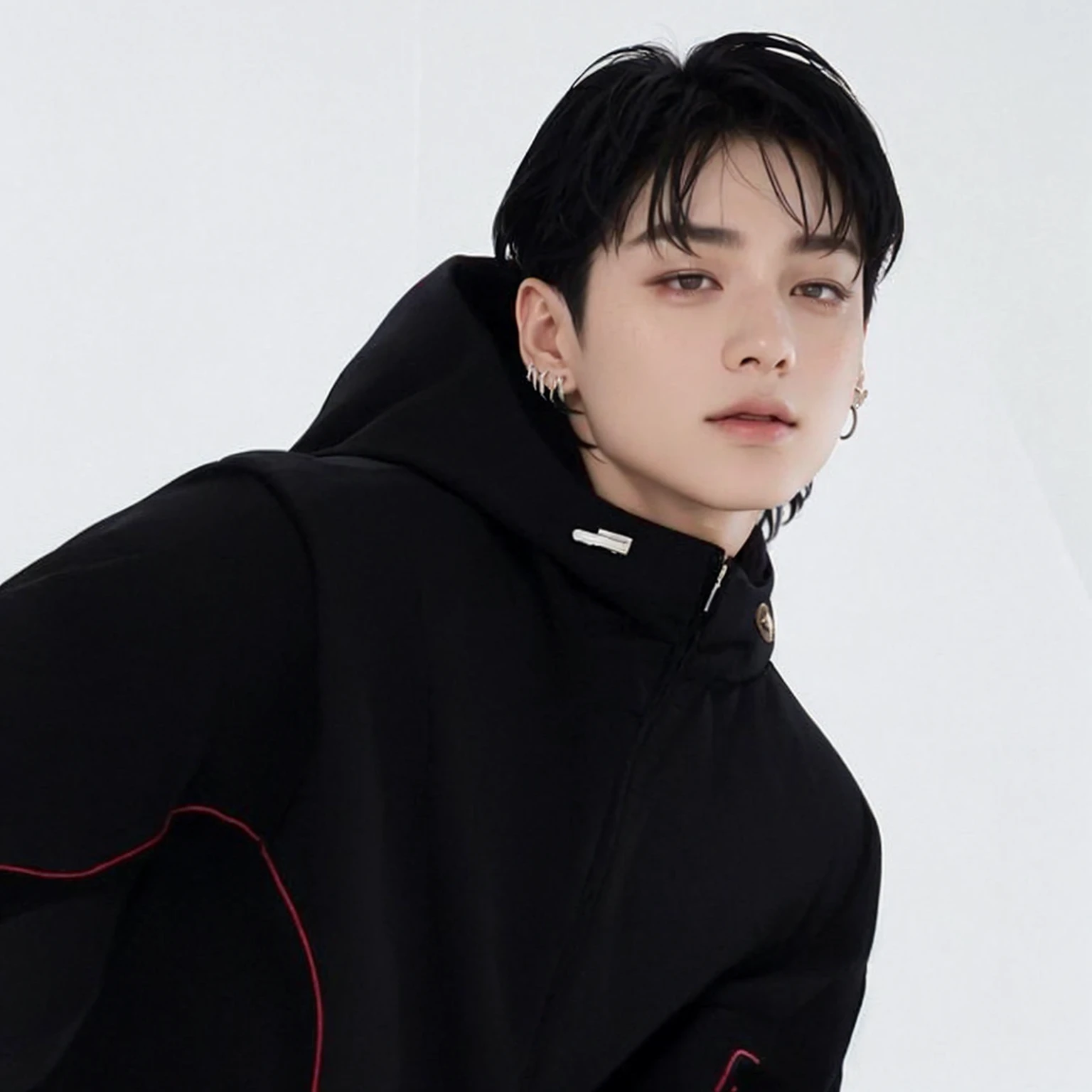 Afraed image of a young man with a black jacket, jung jaehyun, hyung tae, taejune kim, jimin, sakimichan, park jimin, kim douyoung, cai xukun, sun yunjoo, jungkook, yan, shin jeongho, ji-min, official photo, magazine photo, kousuke cono, bts jungkook, bts, jeon jungkook, kpop boy, korean face jungkook bts jungkook, korean male face