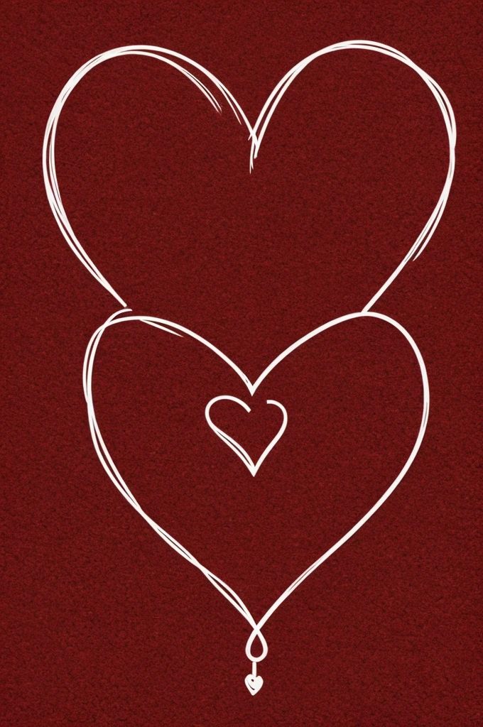 Corazones dibujados conectados con un hilo rojo