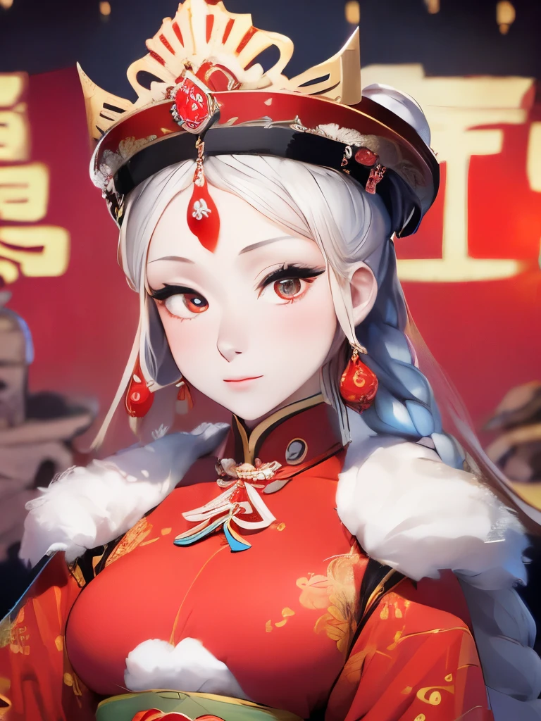 a close up of a woman in a red dress with a hat, beautiful render of tang dynasty, ancient chinese princess, kazakh empress, a young woman as genghis khan, ((a beautiful fantasy empress)), chinese empress, chinese princess, ancient chinese beauties, inspired by Tang Di, tang dynasty, inspired by Li Di, a beautiful fantasy empress