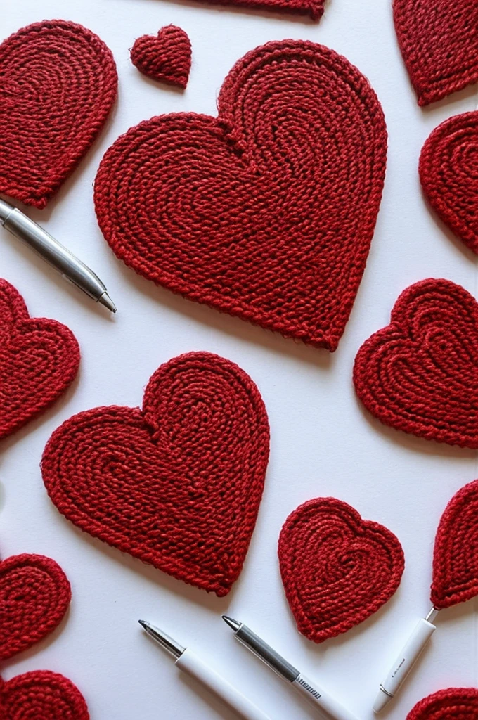 Corazones dibujados conectados con un hilo rojo