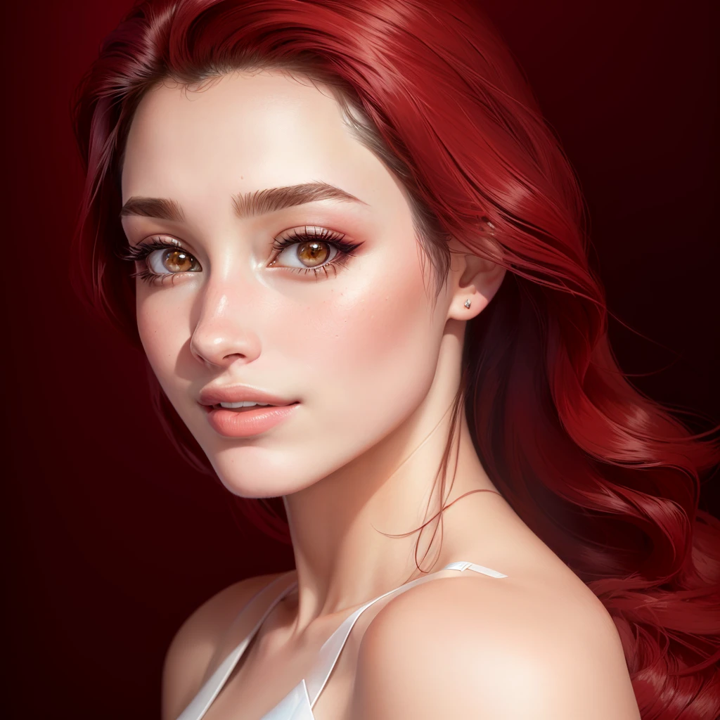 a close up of a woman in a red dress posing for a picture, beauty campaign, portrait sophie mudd, beautiful face and flawless skin, portrait of gal gadot, anne hathaway, valentina remenar, julia sarda, beautiful model, photoshoot for skincare brand, gal gadot portrait, red glowing skin, beautiful fine - face, beautiful woman