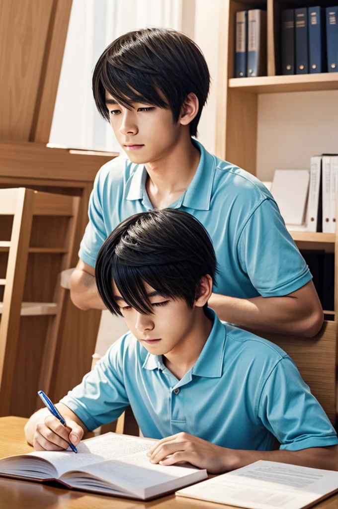 anime boy studying
