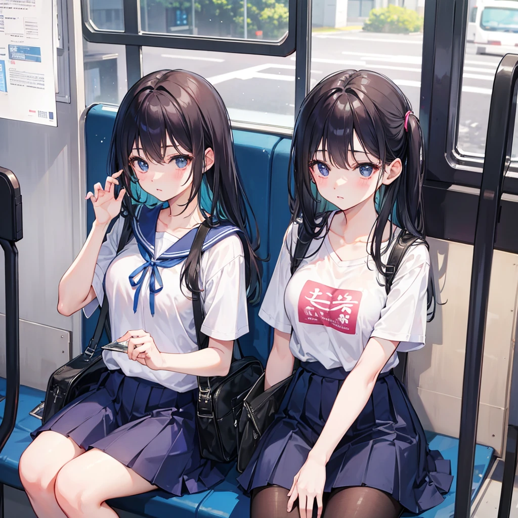 high resolution、university student、On the bus、One girl