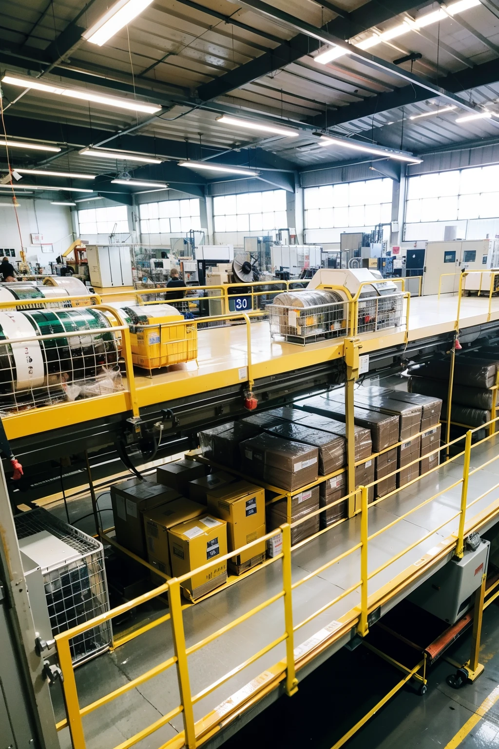 Panorama of a neat, large and powerful plastic packaging factory