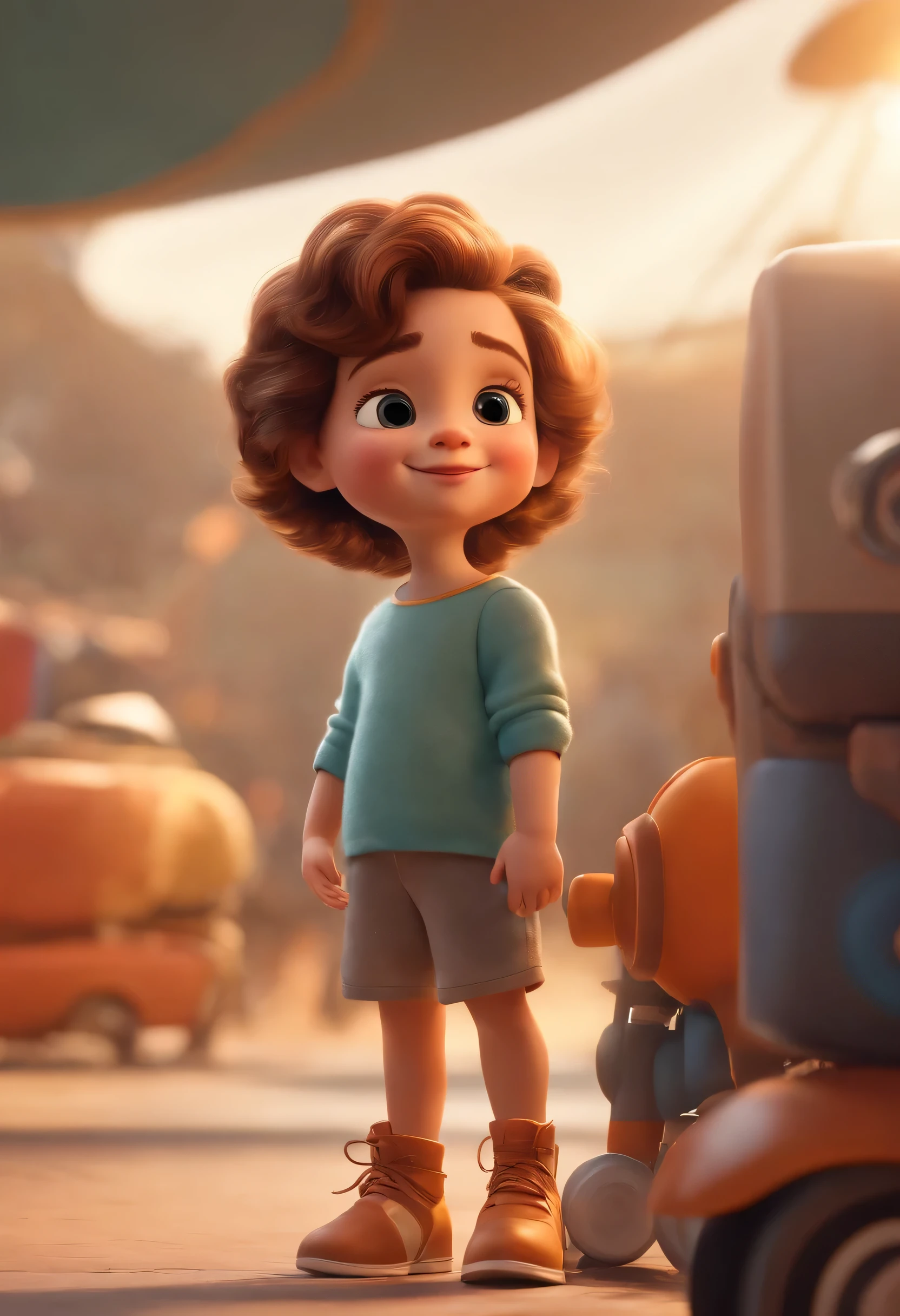 a happy cute ??? standing short hair, vestindo uma fantasia espacial, , fundo branco, barnet, tom, Estilo Pixar, ..3d, desenhos animados, rosto detalhado, asymmetrical 16k