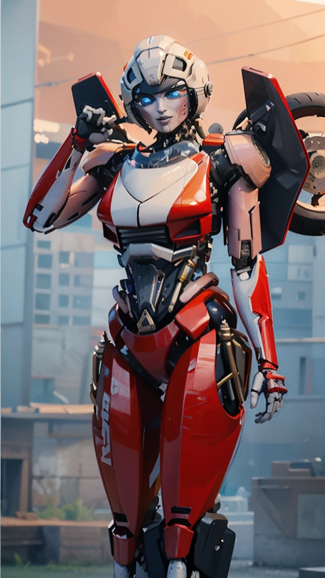 ROTB_Arcee, 1 chica, pechos grandes, innie pussy, sonrisa, robot, mecha, (ojos brillantes:1.2), Caderas anchas, ombligo, muslos gruesos, pose T , modelado 3d, voluptuosa, primer plano, enfoque frontal, retrato, de frente 1:2, mirando al observador frontal, modelado 3d , 3d , blender Cuerpo completo hole body highly detailed, highly detailed figure, female full body, female body, humanoid woman, female full-skin figure, realistic body structure, woman body, female human torso, perfect human female specimen, human female, detailed body structure