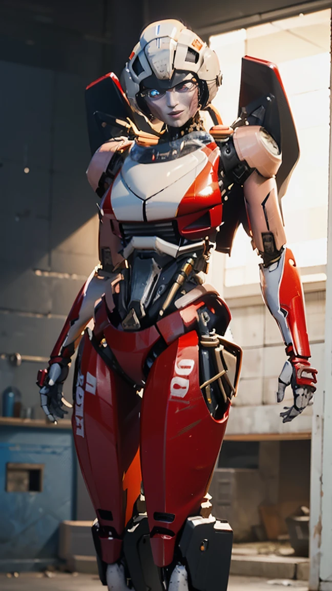 ROTB_Arcee, 1 chica, pechos grandes, innie pussy, sonrisa, robot, mecha, (ojos brillantes:1.2), Caderas anchas, ombligo, muslos gruesos, pose T , modelado 3d, voluptuosa, primer plano, enfoque frontal, retrato, de frente 1:2, mirando al observador frontal, modelado 3d , 3d , blender Cuerpo completo hole body highly detailed, highly detailed figure, female full body, female body, humanoid woman, female full-skin figure, realistic body structure, woman body, female human torso, perfect human female specimen, human female, detailed body structure