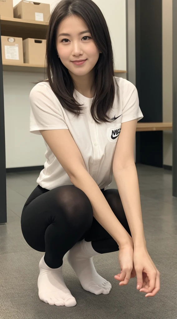 run-6500-v1.1,(RAW Photos:1.2),(Realistic),(Genuine:1.4).
1 Girl、Perfect Anatomy、36 years old、Looking into the camera。Wearing white loose socks美しい、Medium Long Hair、Plaid vest、((Change clothes in the locker room:1.3)).
(Trying on some ultra-realistic 白socks:Wearing white loose socks with NIKE logo。
1.2),(High heels)、(Business services)、Asian Eyes 7, Wearing Nice White socks.
PurerosFace_V1,Highest quality、Realistic、8k, High resolution、One huge big breast、Pervert woman、(Skin dents)、(whole body:
0.6)、Nice、Dynamic pose、((Gym、training: 1.6)),Coconut Palm Medium Size Round Breasted Sportswear:
1.4)),Watching the viewer directly:1.8,(A girl with long hair is looking at the audience、、Parted bangs:1.65)、(Bokeh)、With a smile:1.2,(Mouth closed:
1.16),(Squat pose) I'm wearing white Knee-high socks、Knee-high socks、Beautiful feet。Black leggings、Wearing white loose socks She is wearing white loose socks and white Nike shoes.。・The white knee-length socks with the Nike logo are eye-catching..Black Nike logo on socks.Wearing white loose socks、There is always one black Nike logo visible on the socks、Two pairs of socks on each foot..