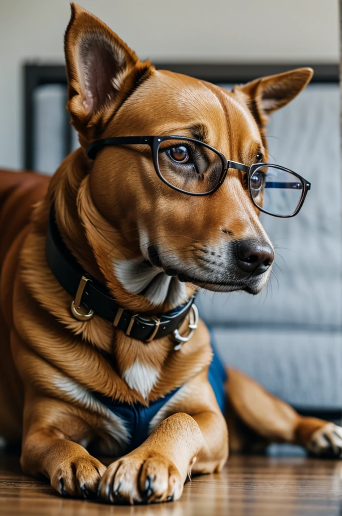 A dog wearing glasses