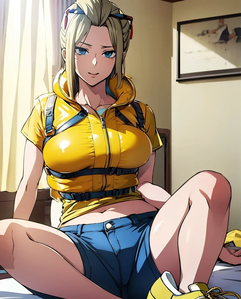 wearing an yellow inflatable life jacket